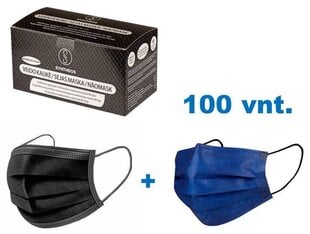 Meditsiiniline ühekordne näomask Syntheos, 100 tk (50 tk must + 50 tk tumesinine) цена и информация | Аптечки | kaup24.ee