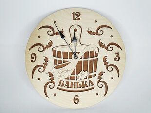 Деревянные настенные часы для бани с надписью “Банька” цена и информация | Оригинальные часы  | kaup24.ee