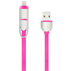 Mymax Metalic Lightning &amp; Micro USB 2in1 roosa hind ja info | Mobiiltelefonide kaablid | kaup24.ee