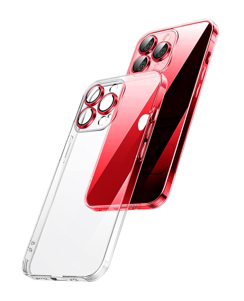 Crystal Clear Glass Case punase metallist kaamerakaitsega Apple iPhone 13 hind ja info | Telefoni kaaned, ümbrised | kaup24.ee