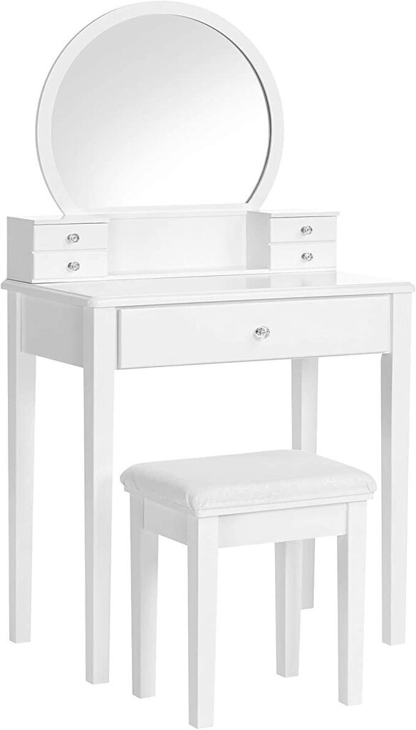 Peegli ja taburetiga tualettlaud VASAGLE RDT152W01 цена и информация | Meigilauad | kaup24.ee
