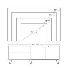 Tabel kuni 60-tolliste telerite jaoks VASAGLE LTV027X01 hind ja info | TV alused | kaup24.ee