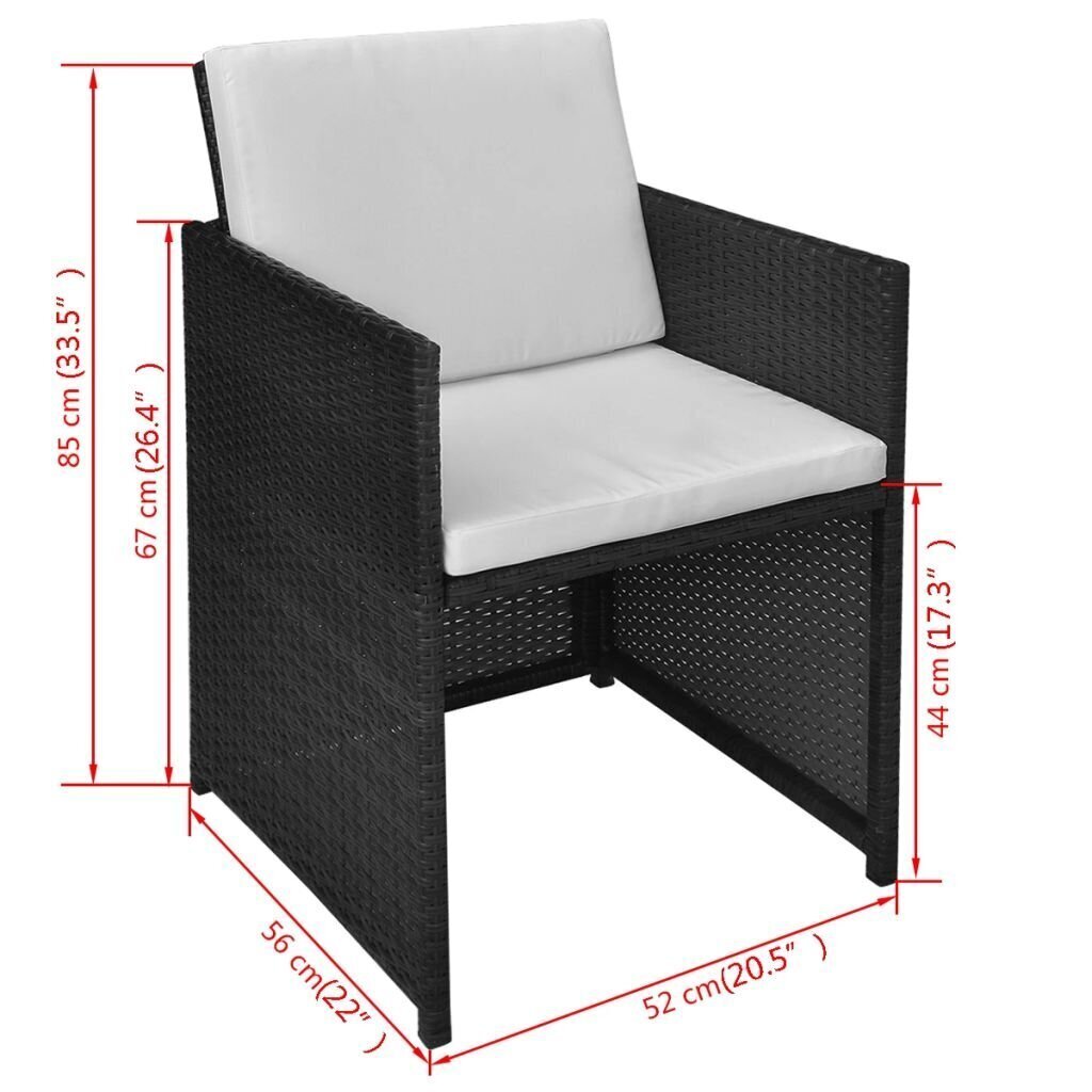 Aiatoolid vidaXL, 2 tk polürotangist 52 x 56 85 cm, must hind ja info | Aiatoolid | kaup24.ee