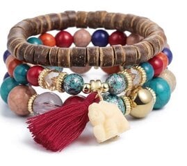 Värviliste pärlitega käevõrude komplekt, punaste narmastega hind ja info | Käevõrud, käeketid | kaup24.ee