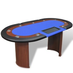 Покерный стол с местом для дилера и лотком для фишек, 10 игроков, синий цена и информация | Азартные игры | kaup24.ee