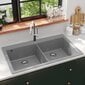 Köögivalamu kahe kraanikausiga graniidist, hall hind ja info | Köögivalamud | kaup24.ee