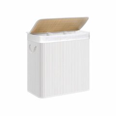 Бамбуковая корзина для белья с 3 ящиками белая цена и информация | Аксессуары для ванной комнаты | kaup24.ee