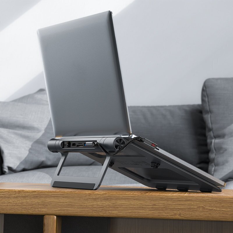 Acefast HUB multifunctional USB Type C laptop stand - 2x USB 3.2 Gen 1 (3.0, 3.1 Gen 1) / TF, SD / HDMI 4K @ 60Hz / RJ45 1Gbps / PD 3.0 100W (20V / 5A) gray (E5 space gray) hind ja info | Sülearvuti tarvikud | kaup24.ee