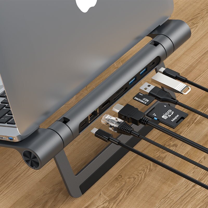 Acefast HUB multifunctional USB Type C laptop stand - 2x USB 3.2 Gen 1 (3.0, 3.1 Gen 1) / TF, SD / HDMI 4K @ 60Hz / RJ45 1Gbps / PD 3.0 100W (20V / 5A) gray (E5 space gray) hind ja info | Sülearvuti tarvikud | kaup24.ee