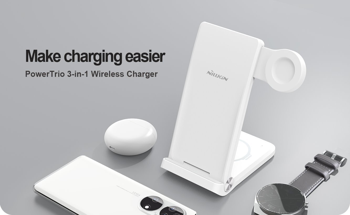 Nillkin PowerTrio 3in1 Wireless Charger for Samsung Watch White hind ja info | Mobiiltelefonide laadijad | kaup24.ee