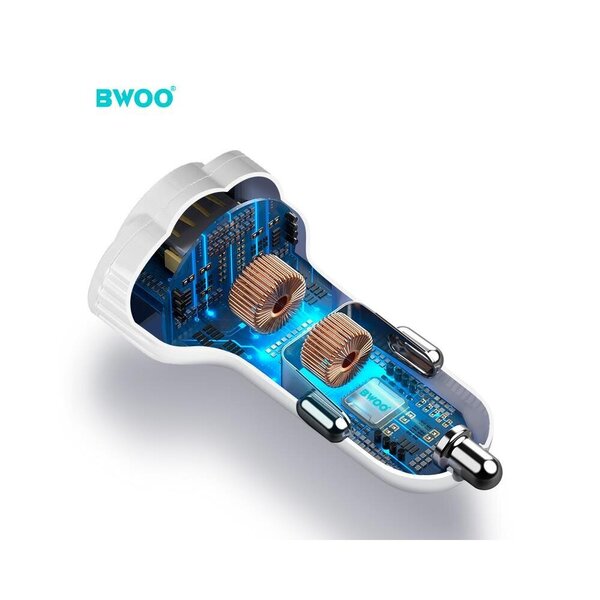 BWOO car charger CC52 2x USB 2,1A white hind