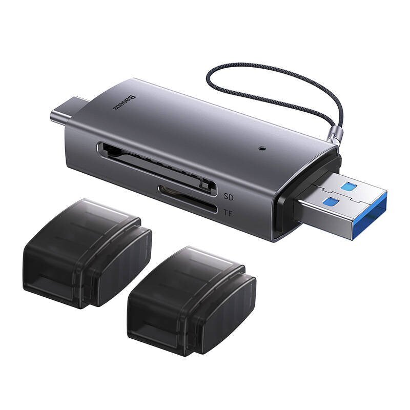 Baseus Lite Series SD/TF memory card reader, USB + USB-C (gray) hind ja info | USB jagajad, adapterid | kaup24.ee