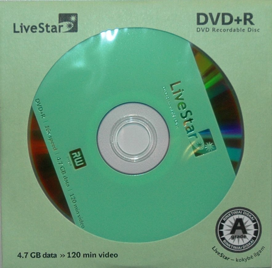 LiveStar DVD+R disk 4.7 GB, 16x, ümbrik hind ja info | Vinüülplaadid, CD, DVD | kaup24.ee