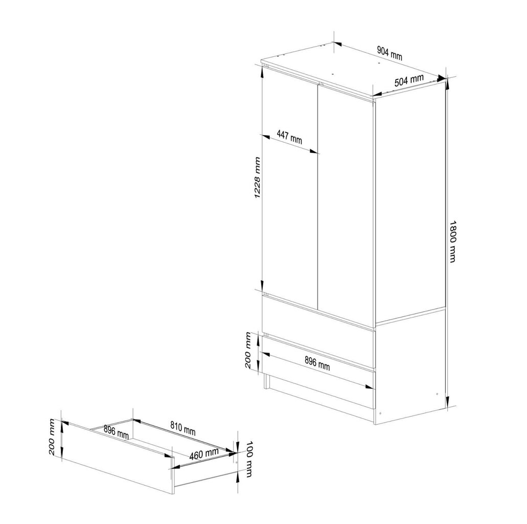 Kapp, 90 cm, käsitöö tamm/valge цена и информация | Kapid | kaup24.ee