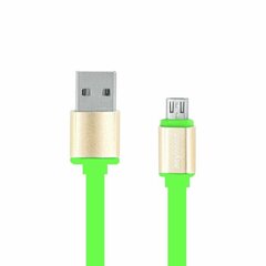 Mymax Metalic Micro USB andmekaabel roheline hind ja info | Mobiiltelefonide kaablid | kaup24.ee