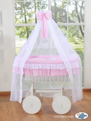 Beebivoodi Moses Basket/Deluxe Wicker võrevoodi drapeeringuga- Bellamy roosa цена и информация | Детские кроватки | kaup24.ee