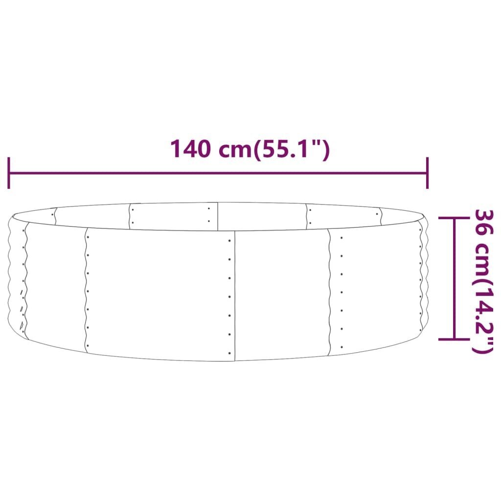 vidaXL aia taimekast, pulbervärvitud teras, 140x140x36 cm, hõbedane hind ja info | Lillekastid | kaup24.ee