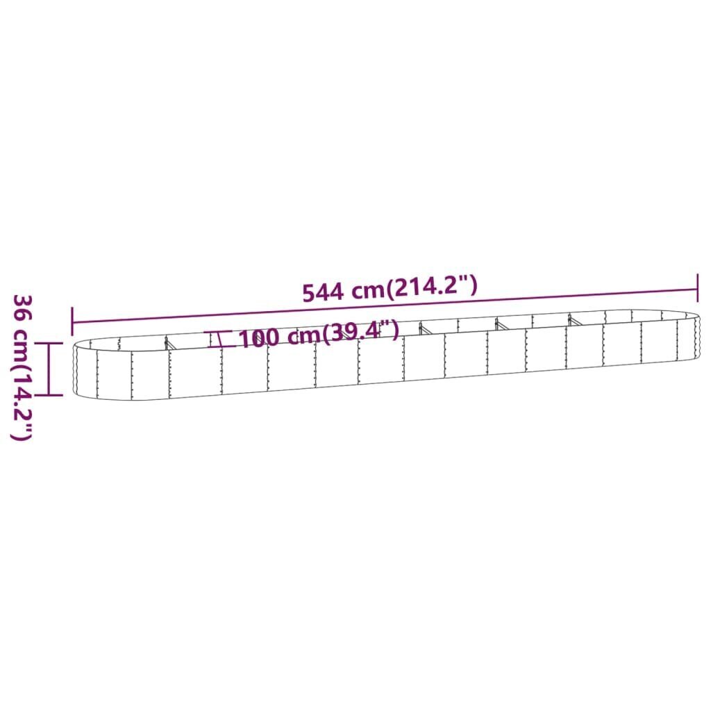 vidaXL aia taimekast, pulbervärvitud teras, 544x100x36 cm, hõbedane цена и информация | Lillekastid | kaup24.ee