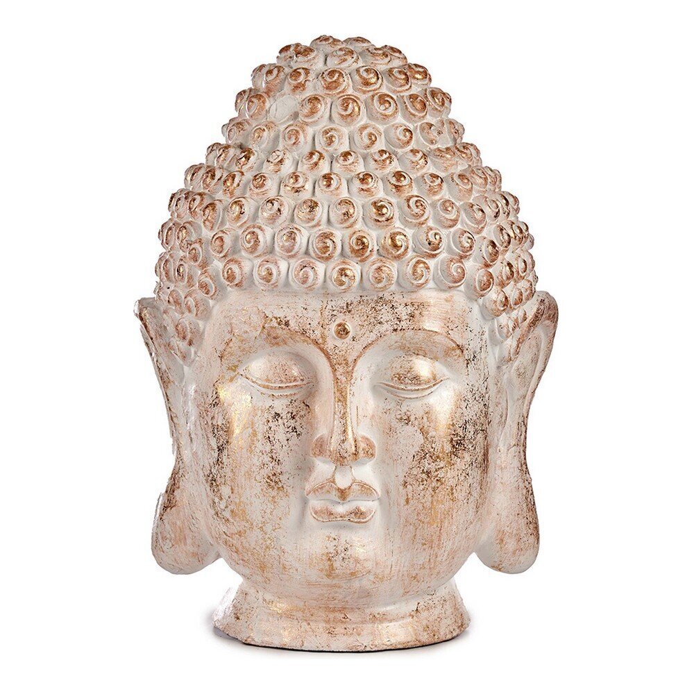 Dekoratiivne aiakuju Buddha Pea Valge/Kuldne Polüresiin (31,5 x 50,5 x 35 cm) цена и информация | Dekoratsioonid | kaup24.ee