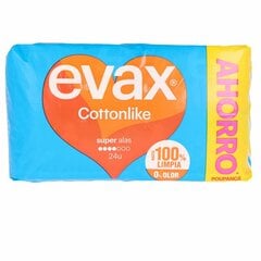 Super hügieenisidemed koos tiibadega Evax Cottonlike (24 uds) hind ja info | Tampoonid, hügieenisidemed, menstruaalanumad | kaup24.ee