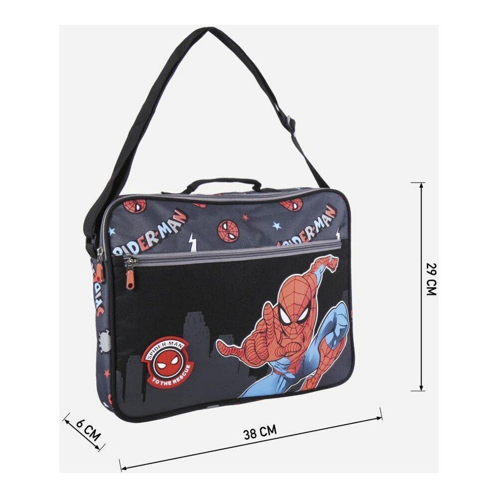 Kooli ranits Spiderman Must (29 x 6 x 38 cm) hind ja info | Koolikotid, sussikotid | kaup24.ee