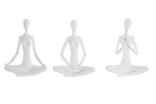 Dekoratiivkuju DKD Home Decor Daam Yoga Valge Keraamiline (13 x 7 x 18 cm) (3 Ühikut) hind ja info | Sisustuselemendid | kaup24.ee