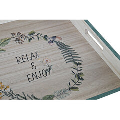 поднос для закусок DKD Home Decor Relax & Enjoy Натуральный Деревянный Зеленый (32 x 32 x 4,5 cm) цена и информация | Посуда, тарелки, обеденные сервизы | kaup24.ee