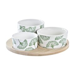 Set za Predjelo DKD Home Decor Lehed Bambus Keraamika Troopiline (4 Tükid, osad) (18 x 18 x 1 cm) hind ja info | Lauanõud ja kööginõud | kaup24.ee