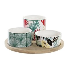 Set za Predjelo DKD Home Decor Mitmevärviline Bambus Keraamika Troopiline (4 Tükid, osad) (20 x 20 x 8 cm) hind ja info | Lauanõud ja kööginõud | kaup24.ee