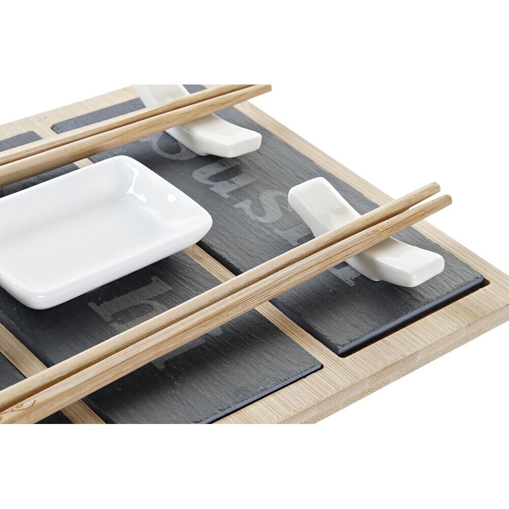 Sushi Komplekt DKD Home Decor Naturaalne Must Laud Bambus (25 x 19 x 3 cm) цена и информация | Lauanõud ja kööginõud | kaup24.ee