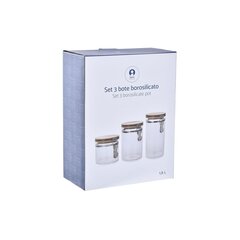 3 toru DKD Home Decor Naturaalne Läbipaistev Bambus Borosilikaatklaas (1,8 L) (3 Tükid, osad) цена и информация | Посуда для хранения еды | kaup24.ee