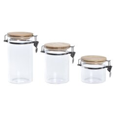 3 toru DKD Home Decor Naturaalne Läbipaistev Bambus Borosilikaatklaas (1,8 L) (3 Tükid, osad) цена и информация | Посуда для хранения еды | kaup24.ee