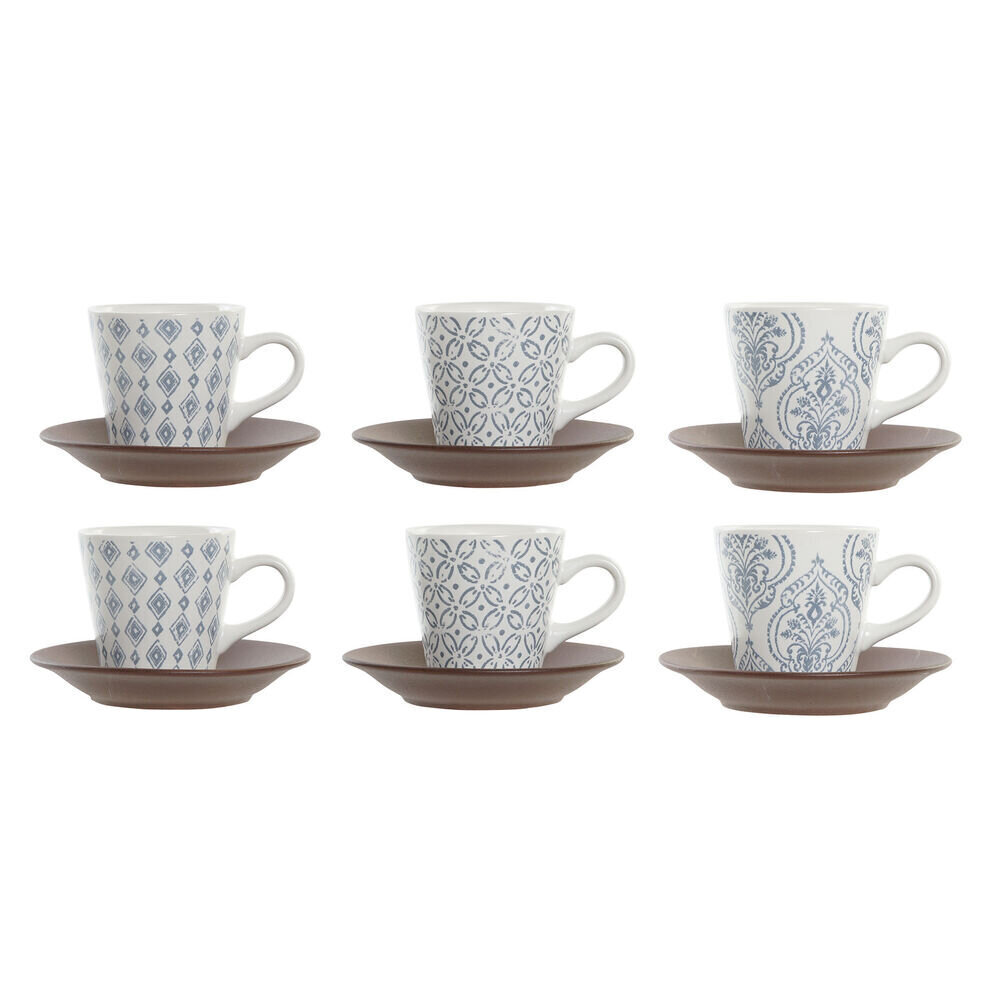 Set Šalica za Kavu DKD Home Decor Sinine Pruun Keraamika (90 ml) hind ja info | Klaasid, tassid ja kannud | kaup24.ee