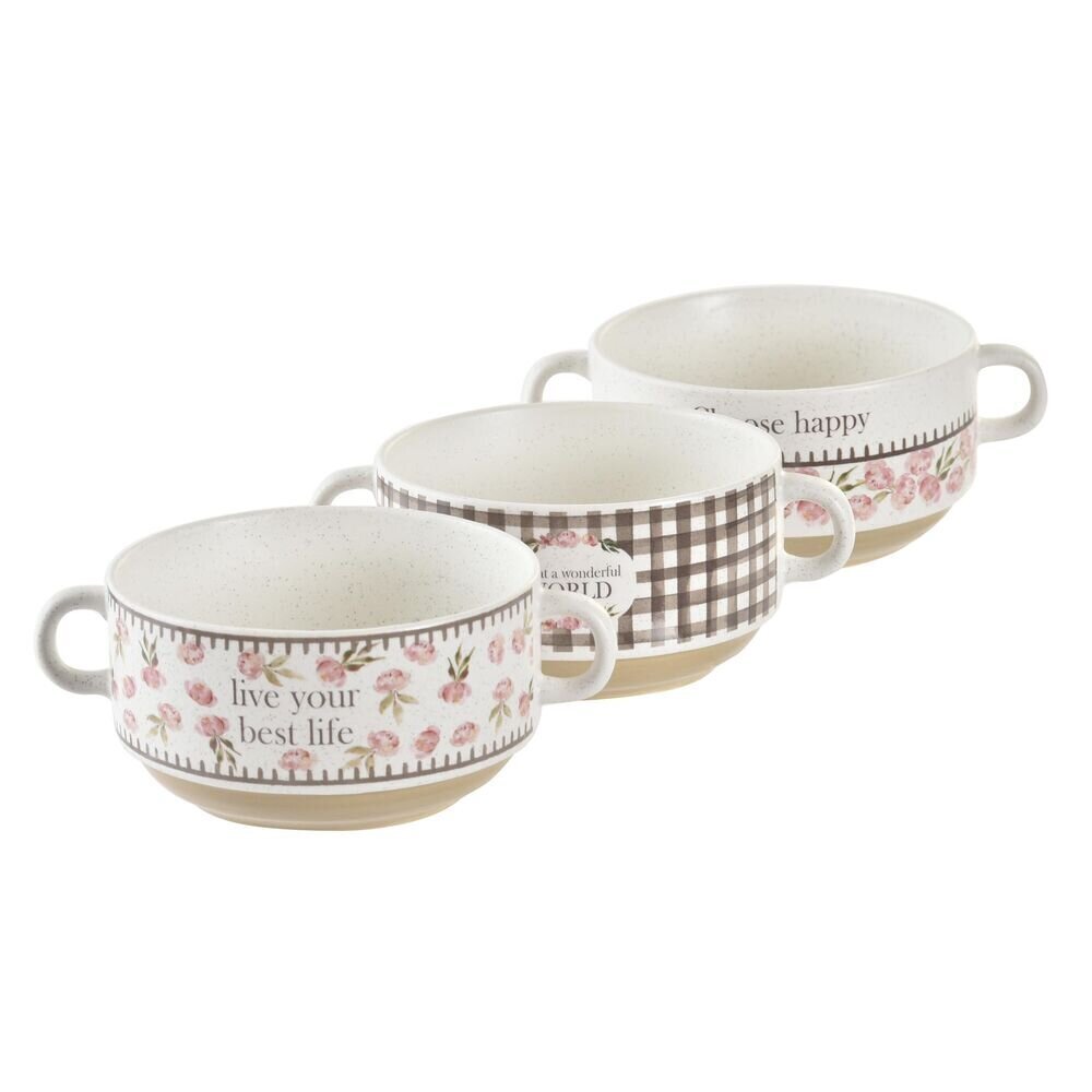 Kauss DKD Home Decor Roosa Valge Portselan Bone China (16 x 12 x 6,5 cm) (3 Ühikut) hind ja info | Lauanõud ja kööginõud | kaup24.ee