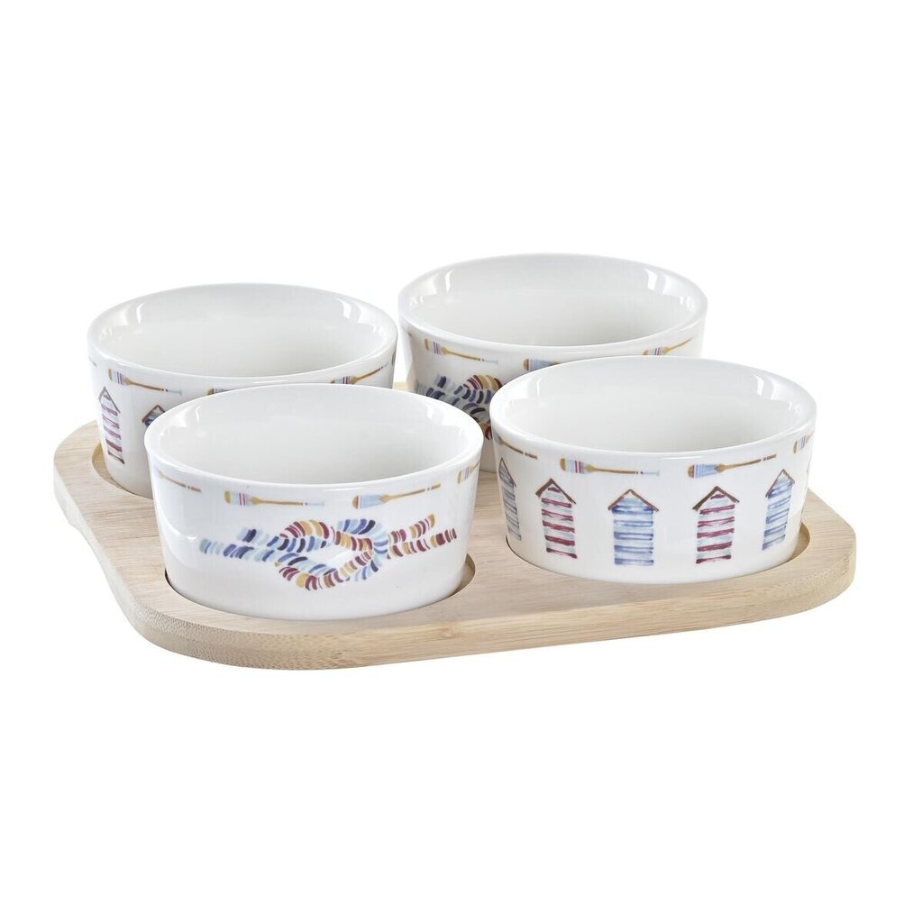 Set za Predjelo DKD Home Decor Naturaalne Sinine Bambus Keraamika (19,7 x 19,7 x 1 cm) (5 pcs) hind ja info | Lauanõud ja kööginõud | kaup24.ee