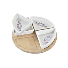 Set za Predjelo DKD Home Decor Naturaalne Sinine Bambus Keraamika (21,5 x 21,5 x 1 cm) (5 pcs) kaina ir informacija | Lauanõud ja kööginõud | kaup24.ee