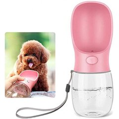 Kaasaskantav lemmikloomade joogipudel 450 ml kaussiga, roosa hind ja info | Reisimise tarvikud | kaup24.ee