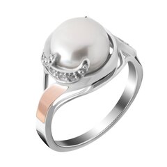 Серебряное кольцо с жемчугом, покрытое золотом 0007530800446 цена и информация | Кольцо | kaup24.ee