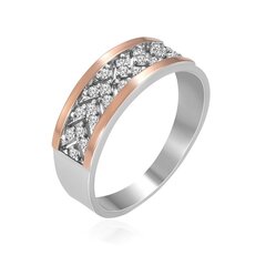 Серебряное кольцо с цирконием, покрытый золотом 0009476300363 цена и информация | Кольцо | kaup24.ee