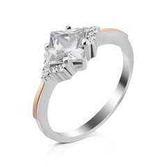 Серебряное кольцо с цирконием, покрытый золотом 0007297800308 цена и информация | Кольцо | kaup24.ee