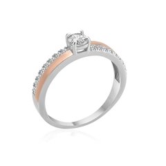 Серебряное кольцо с цирконием, покрытый золотом 0008545200286 цена и информация | Кольцо | kaup24.ee