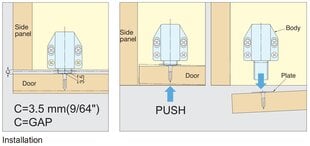 Магнитный дверной ограничитель Sugatsune, черный, ML-80 цена и информация | Другие принадлежности для мебели | kaup24.ee