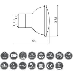 Led pirn GTV GU10 4W, 230V, 6400K, 340lm, 120° цена и информация | Лампочки | kaup24.ee