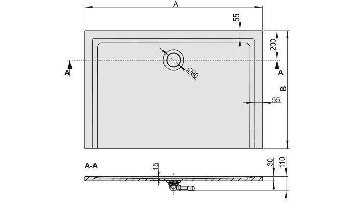 Dušialus Sanplast Space Mineral B-M/Space 100x140x1,5, mitte libisev pind, värv hall asfalt hind ja info | Dušialused | kaup24.ee