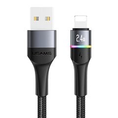 Kiirlaadimise ja andmesidekaabel Usms U76 2.4A USB to lightning, must hind ja info | Mobiiltelefonide kaablid | kaup24.ee