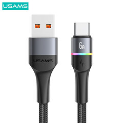 Kiirlaadimise ja andmesidekaabel Usms U76 6A USB to type-C, must hind ja info | Mobiiltelefonide kaablid | kaup24.ee