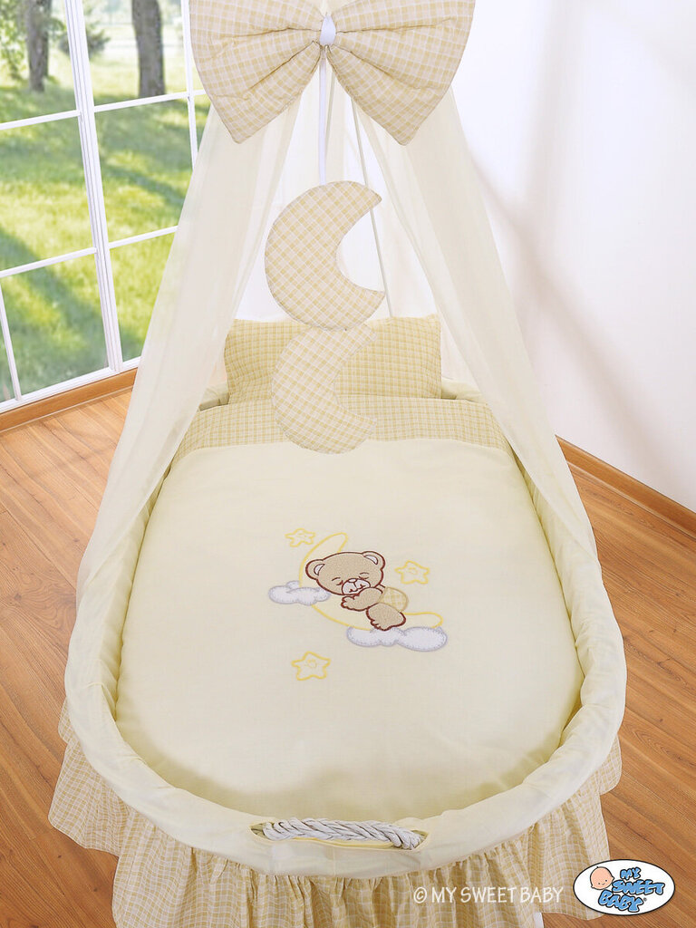 Beebivoodi Moses Basket/vitstest võrevoodi drapeeringuga, good night cream hind ja info | Beebivoodid | kaup24.ee