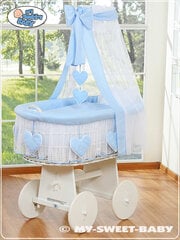 Beebivoodi Moses Basket/Wicker võrevoodi eesriidega - Amelie sinine цена и информация | Детские кроватки | kaup24.ee