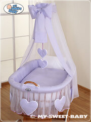 Beebivoodi Moses Basket/Wicker võrevoodi eesriidega - Amelie lilac цена и информация | Детские кроватки | kaup24.ee