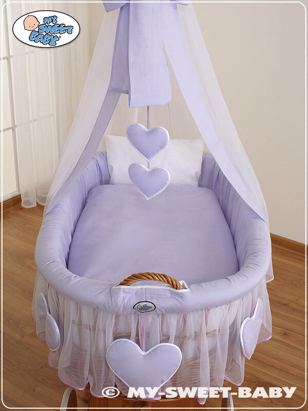 Beebivoodi Moses Basket/Wicker võrevoodi eesriidega - Amelie lilac hind ja info | Beebivoodid | kaup24.ee